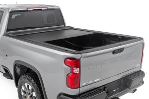 GMC Sierra 3500 HD Retractable Bed Cover - Rough Country - Weather-Resistant Vinyl over Aluminum - Matte Black - '20-'23